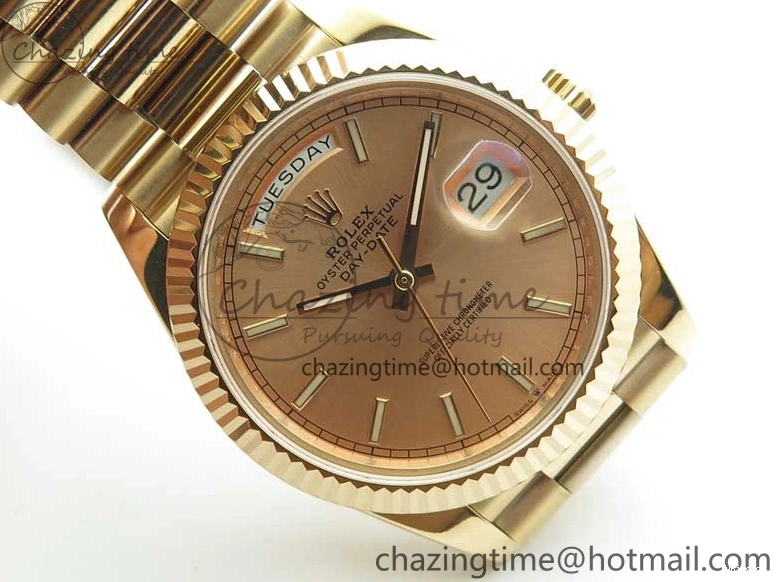 on 904 228239 Day-Date Version Dial President Stick Markers A2836 Bracelet RG RG RG New BP Dial 40mm 0313